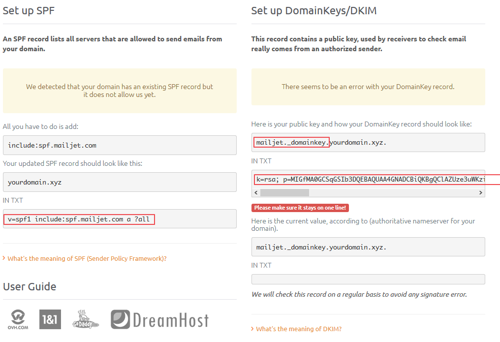 Use displayed data to add/edit DNS records